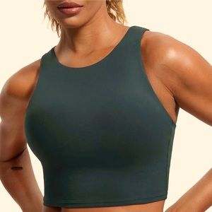 CRZ YOGA Butterluxe Racerback High Neck Workout Crop Tank with bra - BNWT